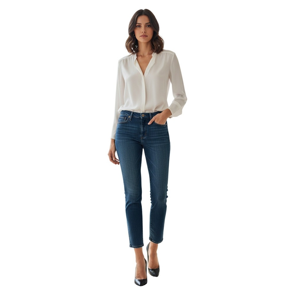 MOTHER The Looker High Waisted Ankle Fray Teaming Up Blue Jeans 26 NWOT $238 USA